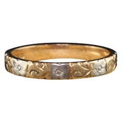 Antique Art Deco 14K/18K Yellow Gold Two Tone Engraved Wedding Band