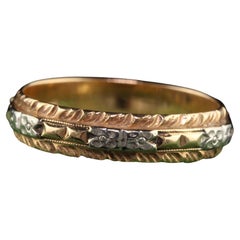 Antique Art Deco 14K and 18K Yellow Gold Engraved Wedding Band