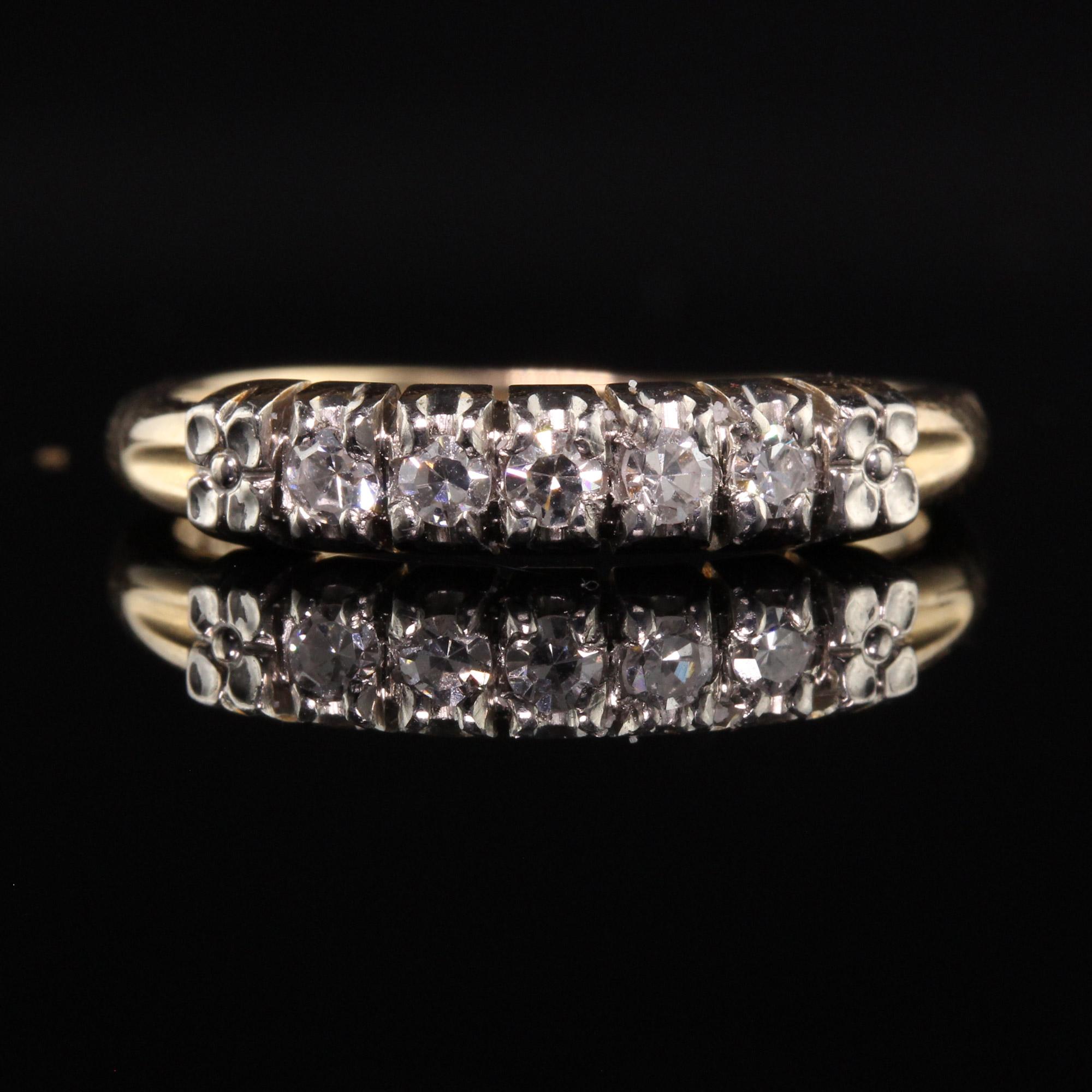 Antiker antiker Art Deco 14K und 18K Gelbgold Single Cut Diamant-Ehering (Ovalschliff)