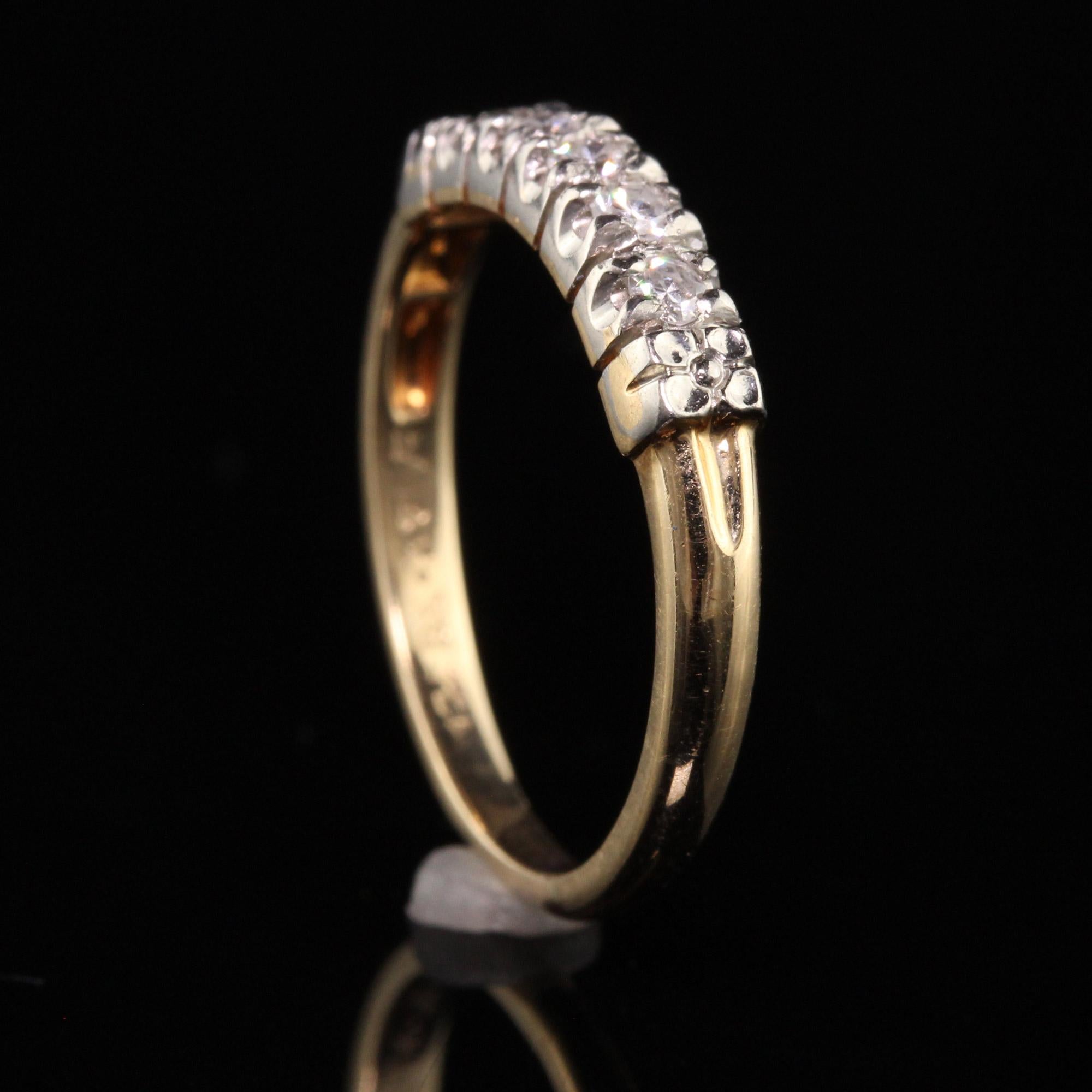Antiker antiker Art Deco 14K und 18K Gelbgold Single Cut Diamant-Ehering Damen