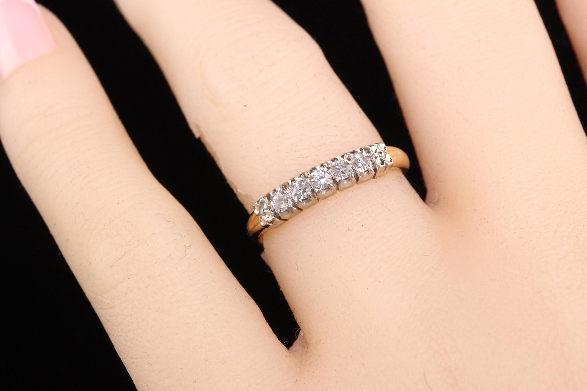 Antiker antiker Art Deco 14K und 18K Gelbgold Single Cut Diamant-Ehering 1