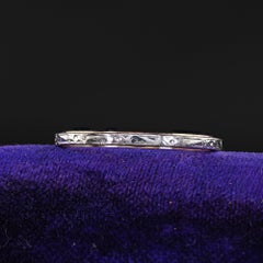 Antique Art Deco 14K Gold and Platinum Engraved Wedding Band Ring - Size 6 3/4