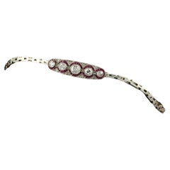 Antikes Art Deco 14K Gold und Platin Altes Europäisches Diamant-Rubin-Armband