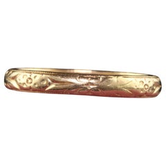 Fede nuziale incisa in oro 14 carati con fiori antichi Art Deco - Misura 11 3/4
