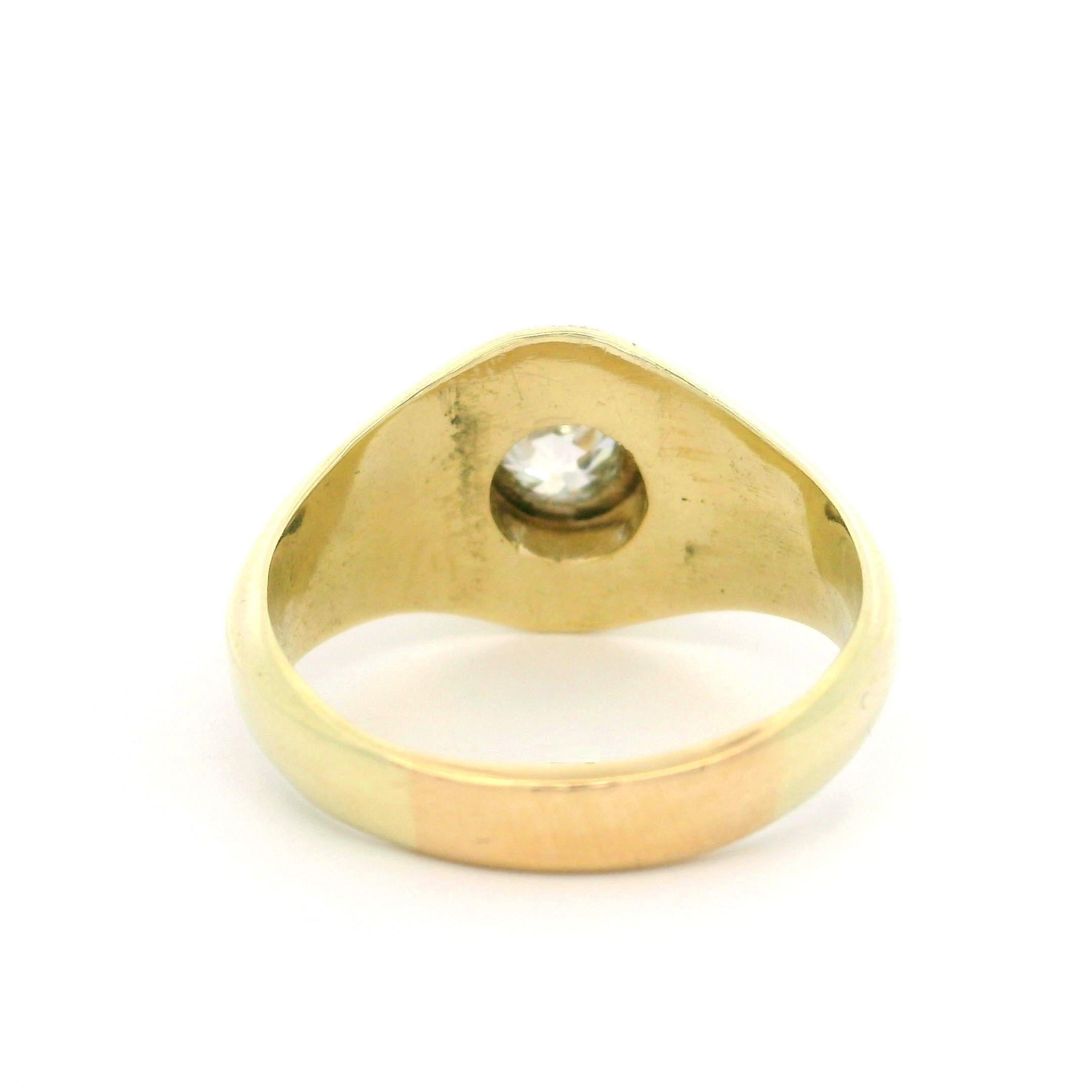 Anillo de hombre antiguo Art Decó de oro de 14k GIA 0,75 ct diamante solitario grabado 5