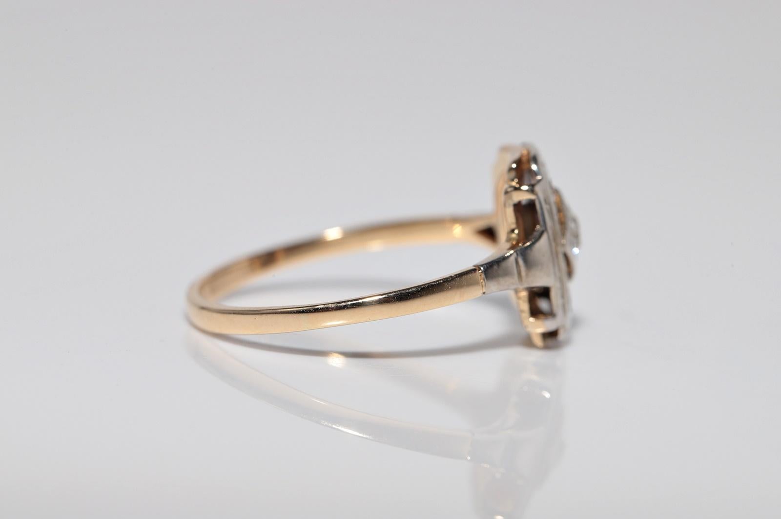 Antiker Art Deco 14k Gold Natürlicher Altschliff Diamant Verzierter Solitär Ring im Angebot 4