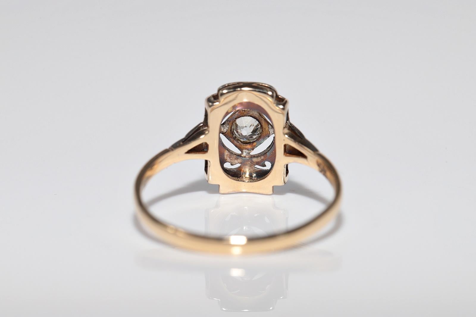 Antiker Art Deco 14k Gold Natürlicher Altschliff Diamant Verzierter Solitär Ring im Angebot 6