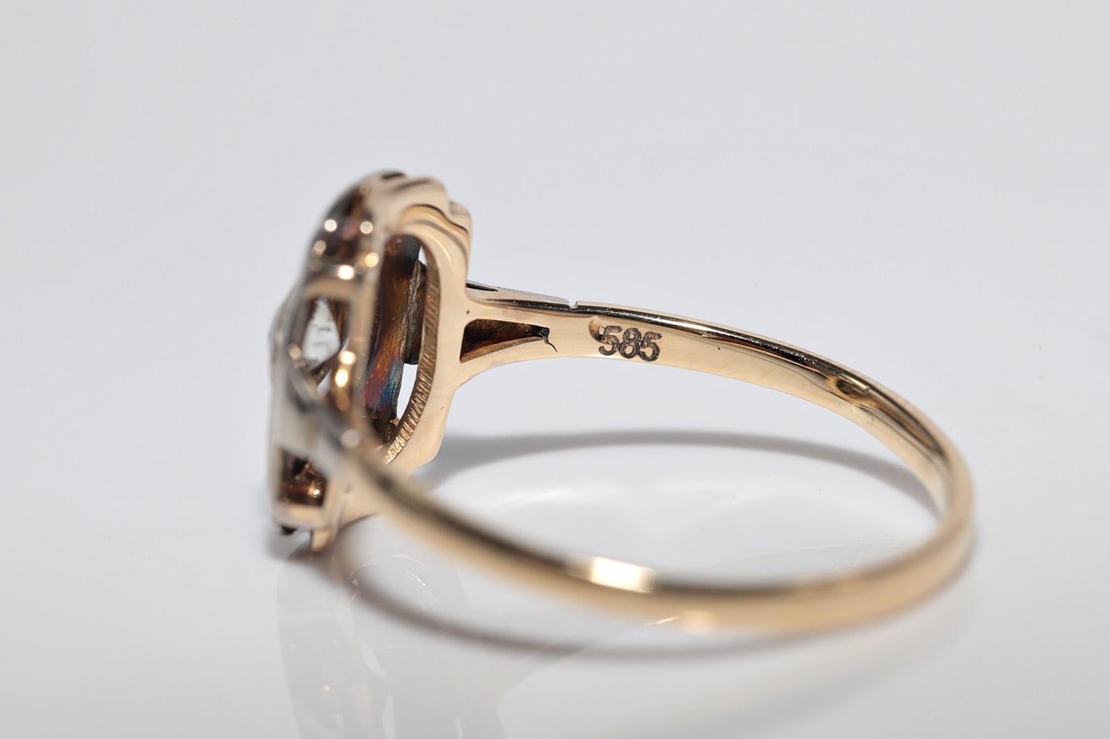 Bague solitaire décorée d'un diamant naturel de taille ancienne en or 14k Arte Decortique en vente 7