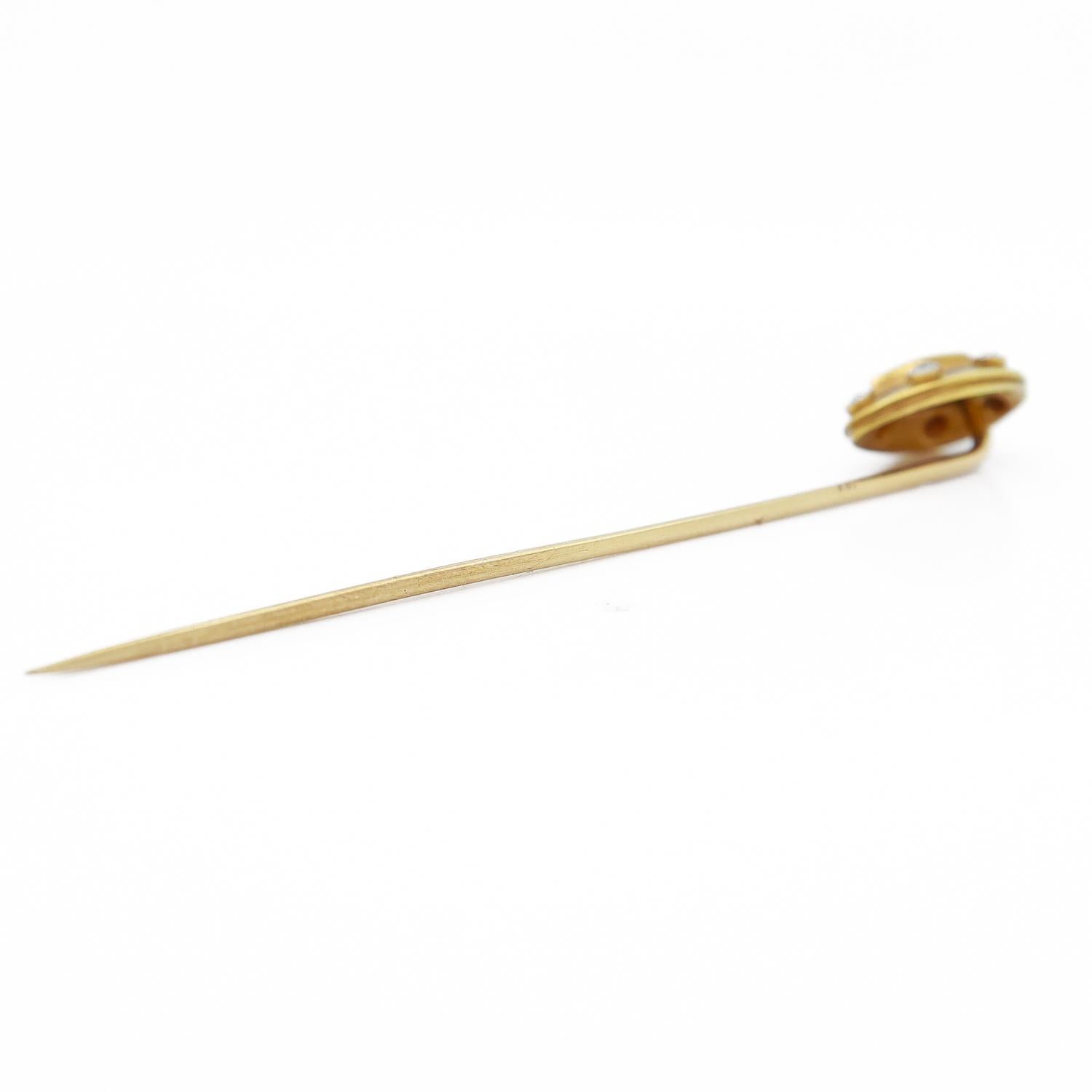 Antico fermaglio Art Deco in oro 14 carati, zaffiro, diamante e smalto 6