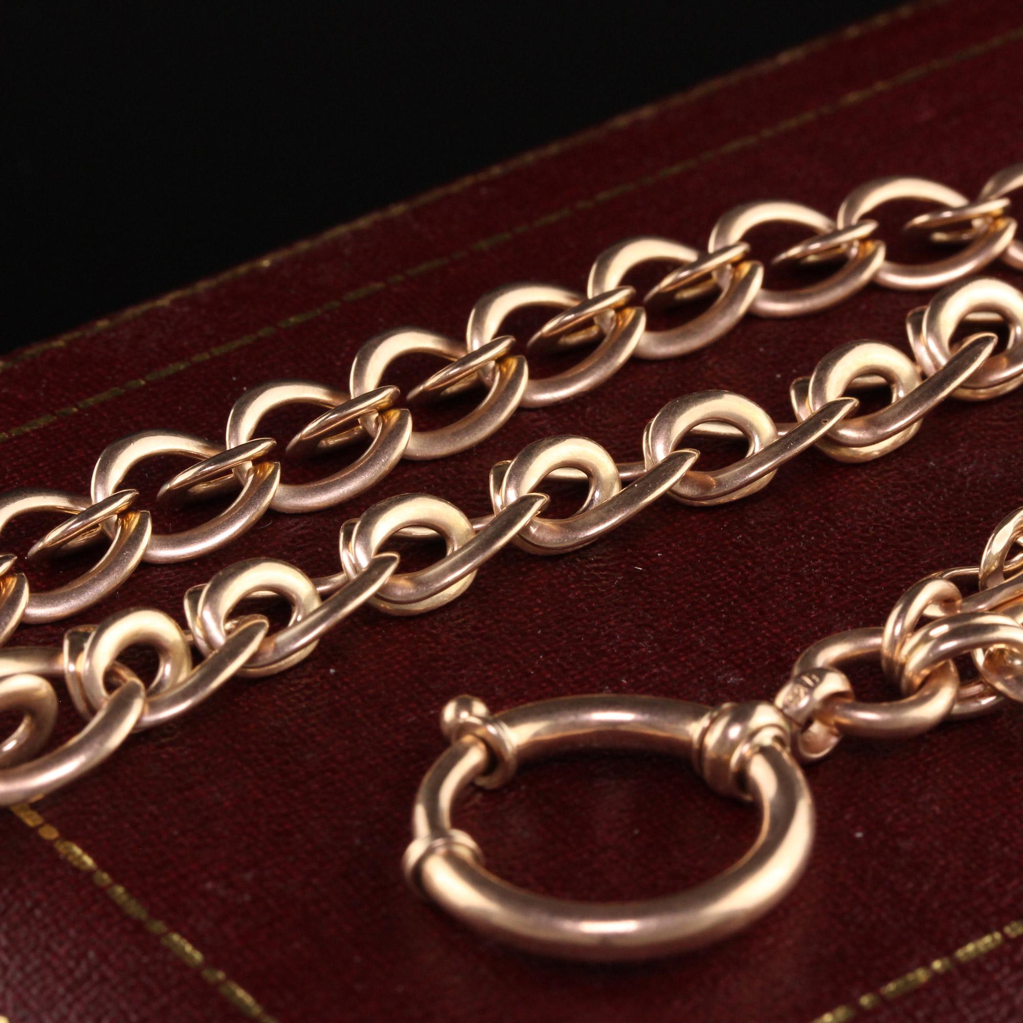 Women's Antique Art Deco 14k Rose Gold Graduated Link Watch Fob Necklace For Sale