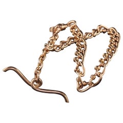 Antique Art Deco 14k Rose Gold Intricate Link Watch Fob Necklace
