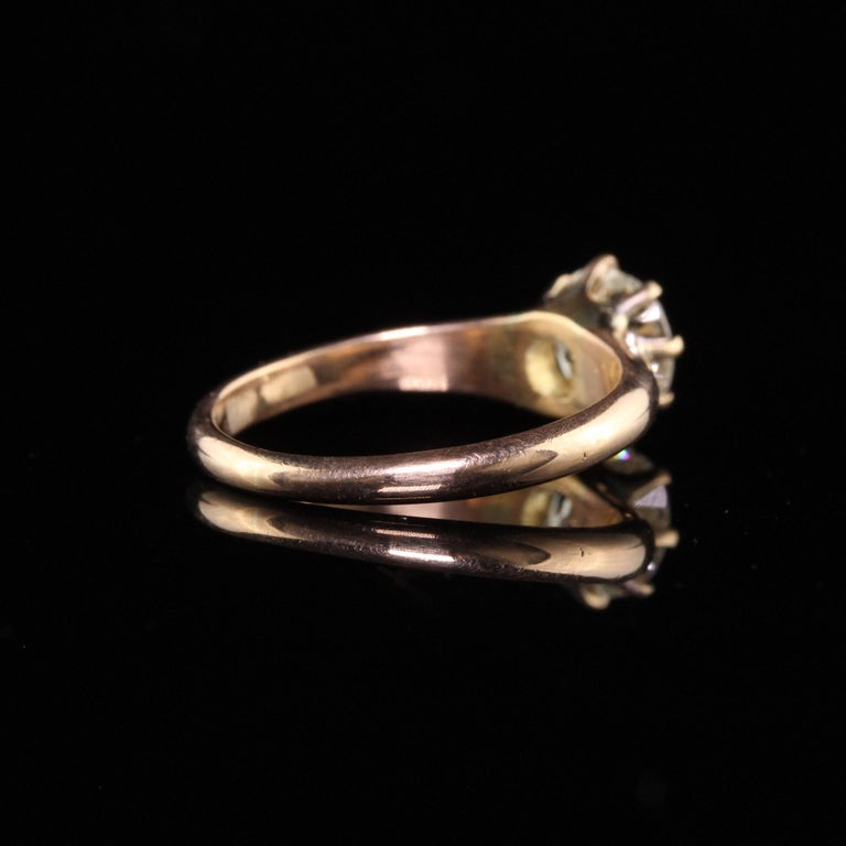Antique Art Deco 14K Rose Gold Old European Cut Diamond Engagement Ring For Sale 2