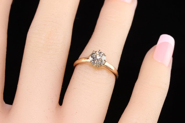 Antique Art Deco 14K Rose Gold Old European Cut Diamond Engagement Ring For Sale 4