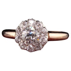 Antique Art Deco 14K Rose Gold Old European Diamond Engagement Ring, GIA