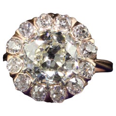 Antique Edwardian 14K Rose Gold Old European Diamond Halo Engagement Ring - GIA