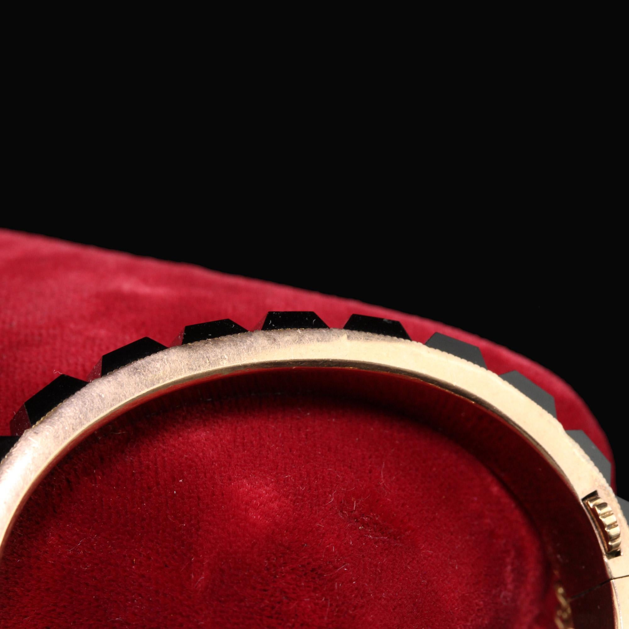 Antique Art Deco 14k Rose Gold Step Cut Onyx Eternity Bangle Bracelet 1