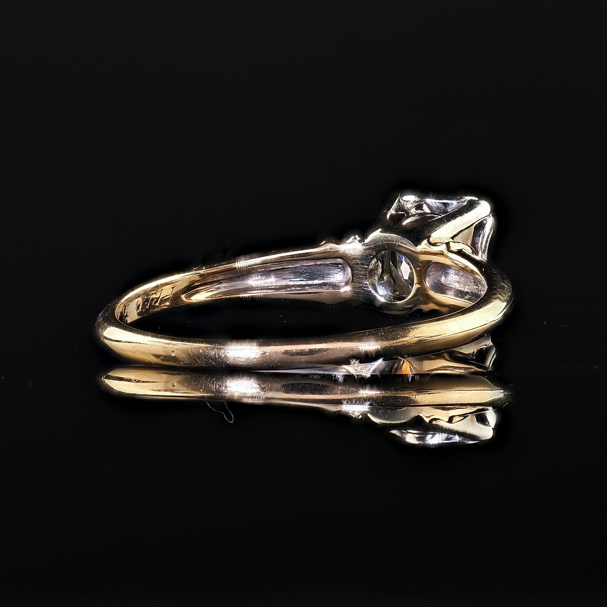 Antique Art Deco 14K Two Tone Gold Granat Bros Old Euro Diamond Engagement Ring 3