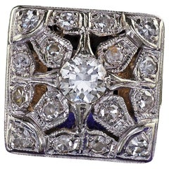 Antique Art Deco 14K Two Tone Gold Old Cut Diamond Filigree Cocktail Ring