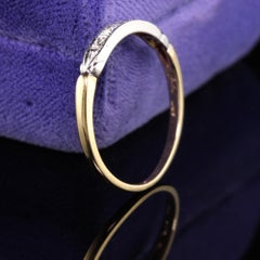 Antique Art Deco 14 Karat Two-Tone Yellow Gold Diamond Wedding Band