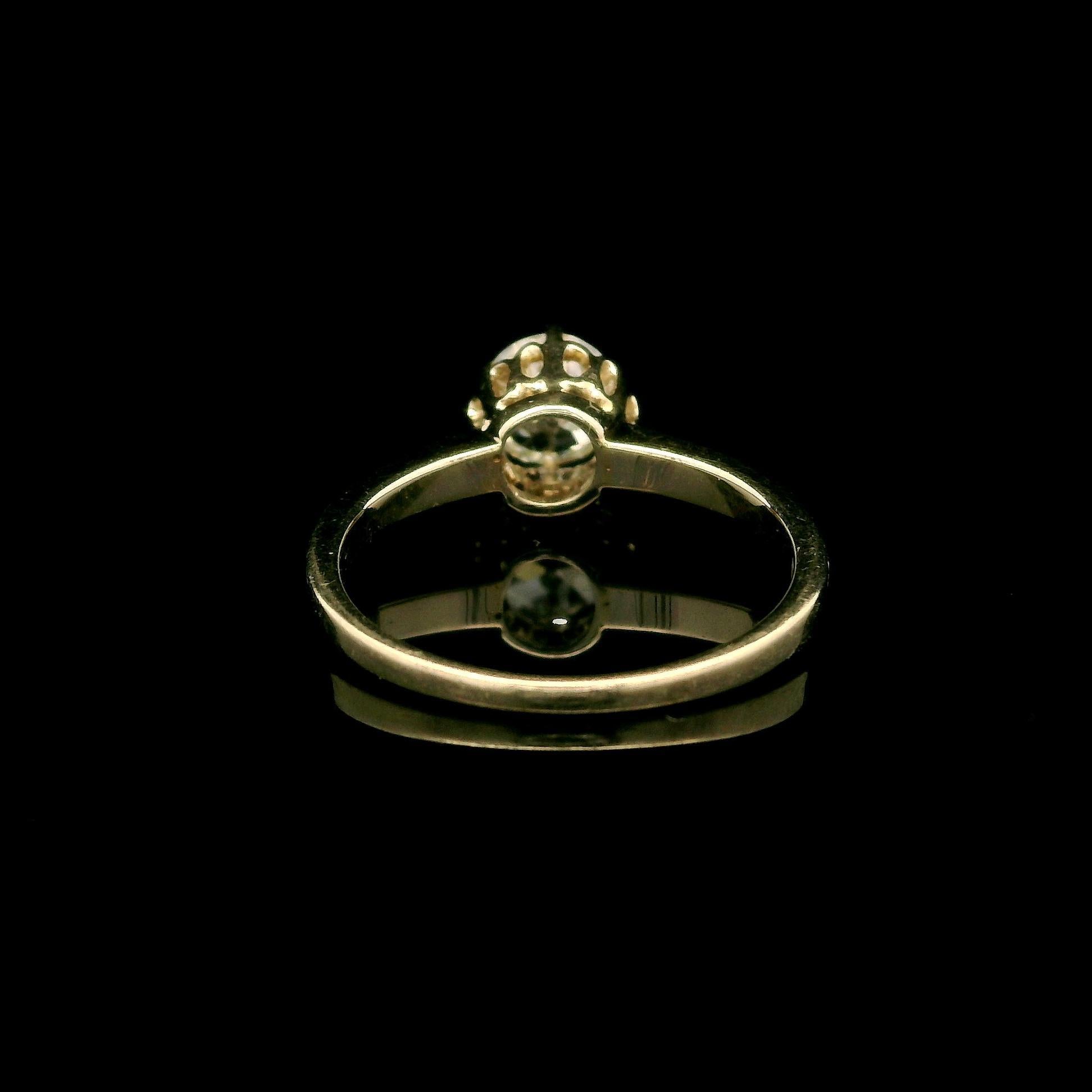 Art Déco Anello solitario con diamante europeo antico Art Deco in oro bianco 14k 0,72ct in vendita