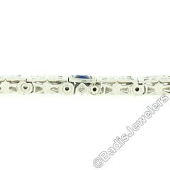 Antique Art Deco 14k White Gold Bezel Set Sapphire Etched Line Filigree Bracelet