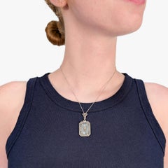 Antique Art Deco 14K White Gold, Diamond, & Camphor Glass Pendant