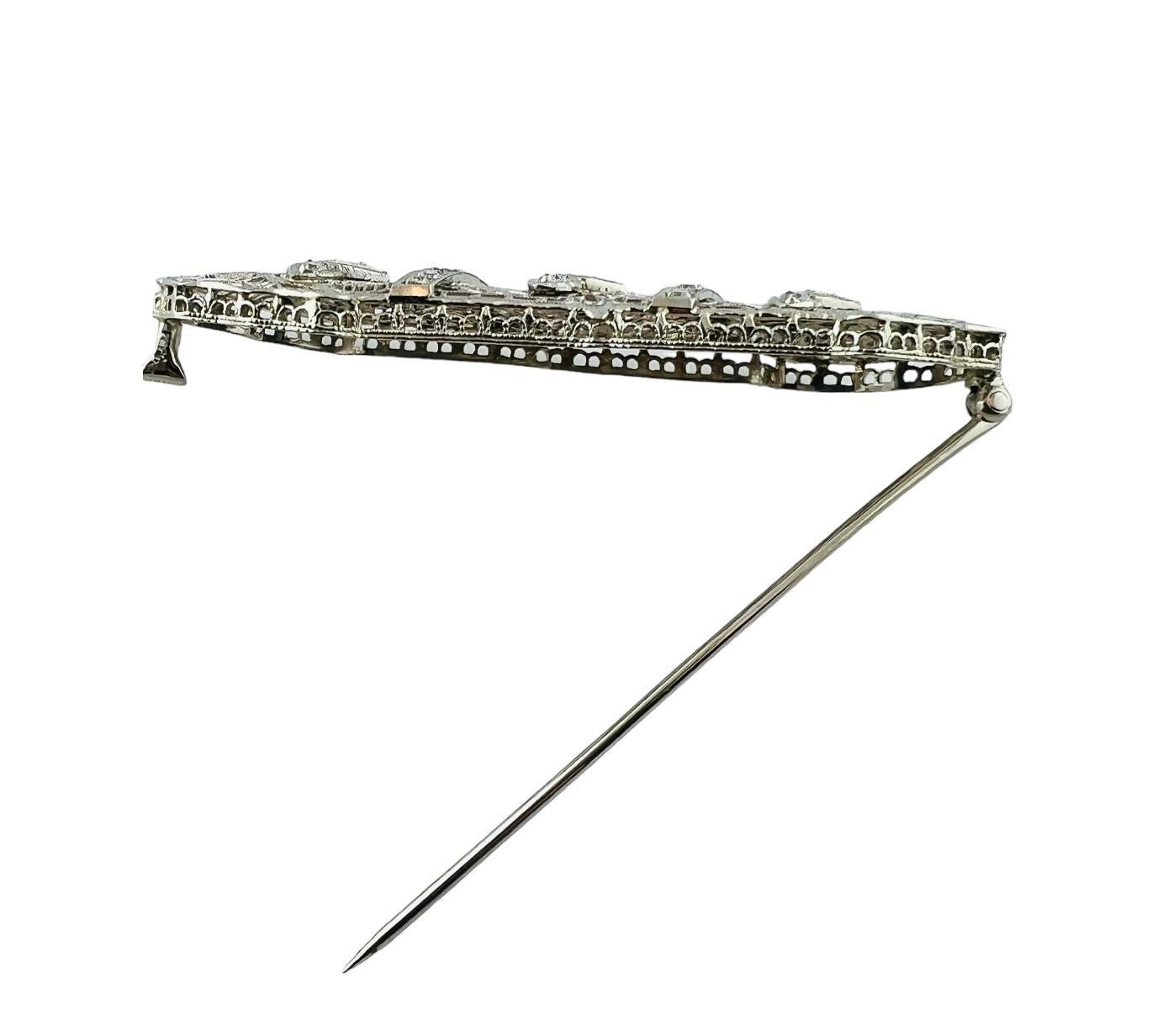 Antique Art Deco 14K White Gold Diamond Filigree Brooch Pin #17046 In Good Condition For Sale In Washington Depot, CT