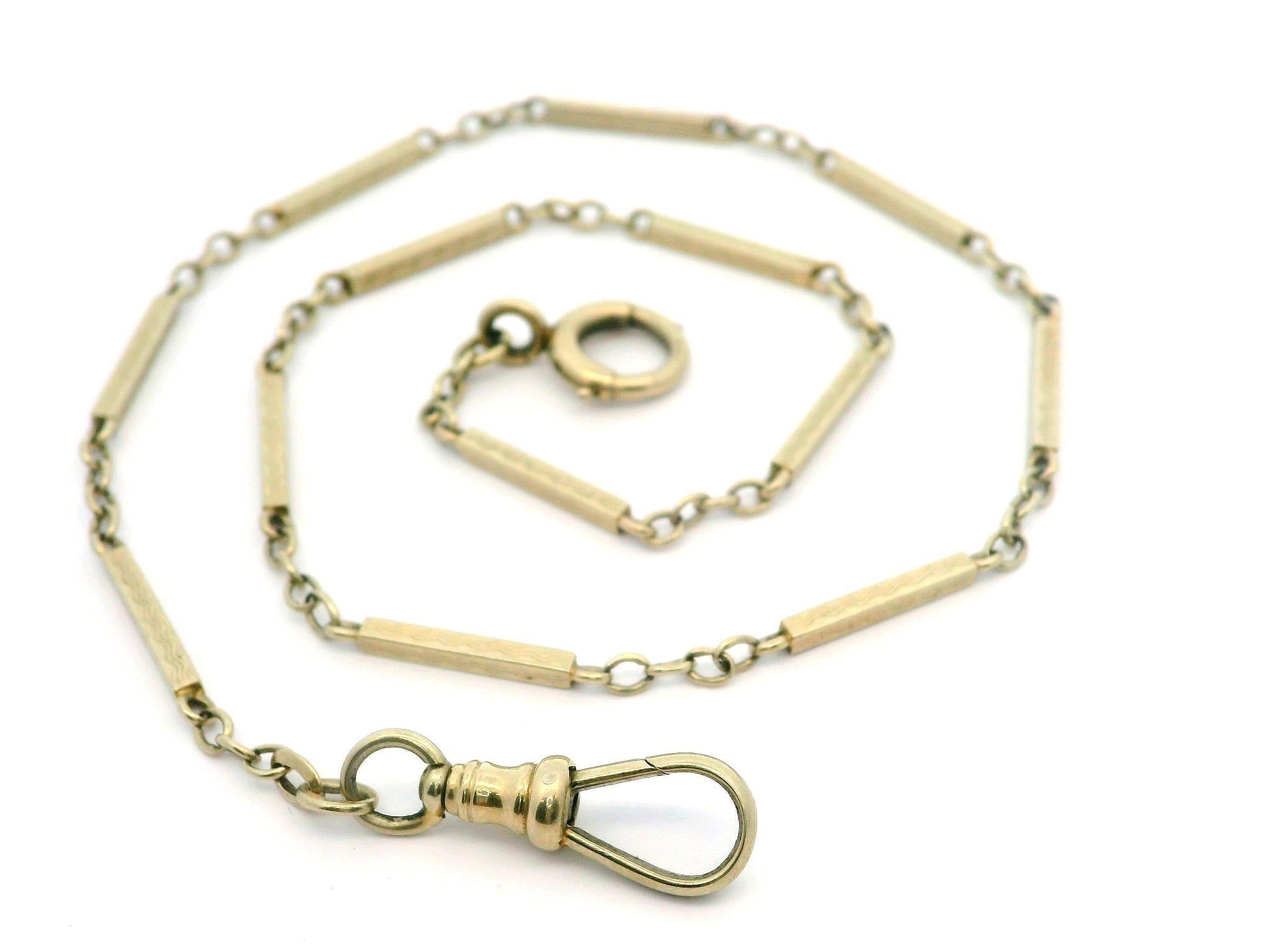 Antico Art Deco in oro bianco 14k inciso quadrato Boxy Orologio da tasca a catena A Link In condizioni ottime in vendita a Montclair, NJ
