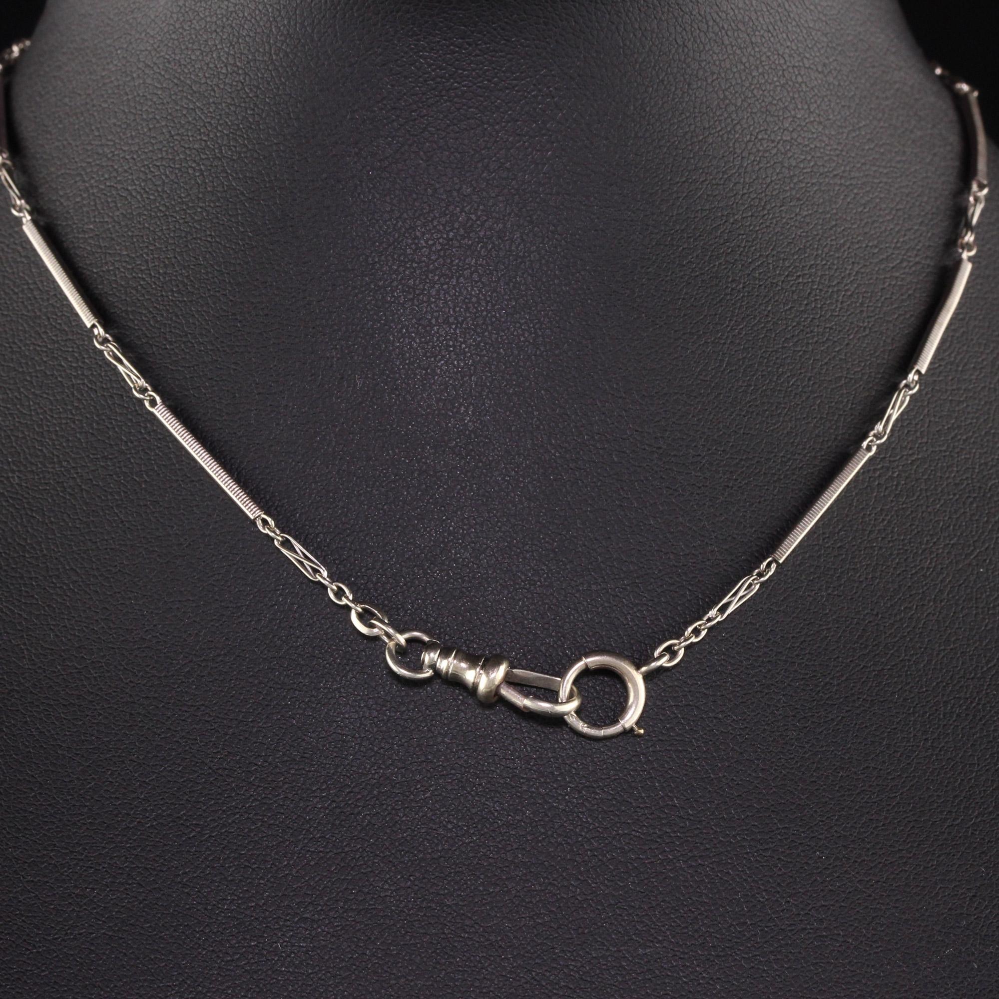 Women's Antique Art Deco 14K White Gold Intricate Link Chain For Sale