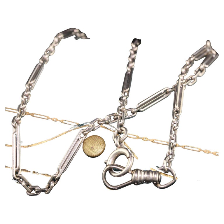 Art Deco Watch Fob Necklace Antique Art Deco 14K White Gold