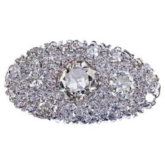 Antique Art Deco 14K White Gold Old European Diamond Cluster Saddle Ring