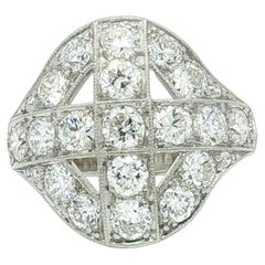 Antique Art Deco 14k White Gold & Platinum 3ctw Large Diamond Celtic Cross Ring