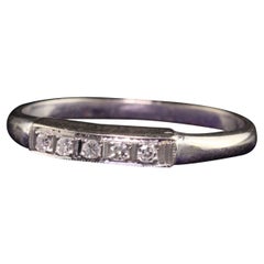 Antique Art Deco 14K White Gold Single Cut Diamond Five Stone Wedding Band