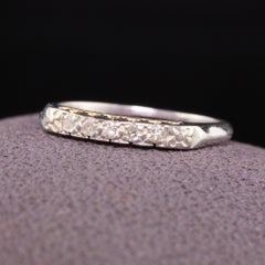 Antique Art Deco 14K White Gold Single Cut Diamond Wedding Band