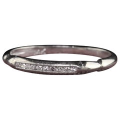 Antique Art Deco 14K White Gold Single Cut Diamond Wedding Band