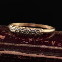 Antique Art Deco 14K Yellow and White Gold Flower Engraved Wedding Band