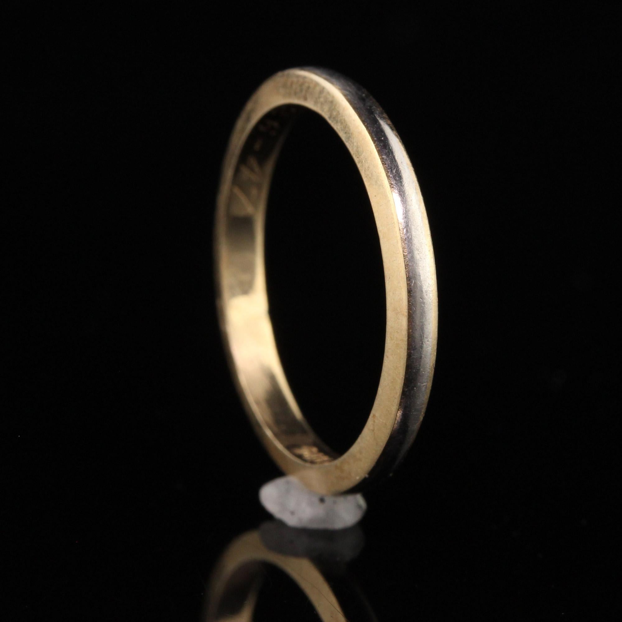 Women's Antique Art Deco 14K Yellow and White Gold Lohengrin Engraved Wedding Band