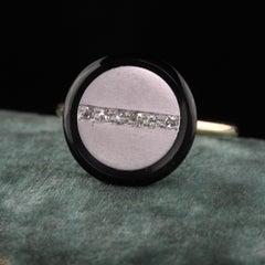 Antique Art Deco 14K Yellow Gold and Onyx Diamond Button Ring