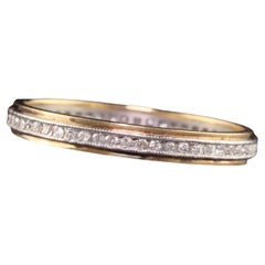 Antique Art Deco 14K Yellow Gold and Platinum Diamond Wedding Band