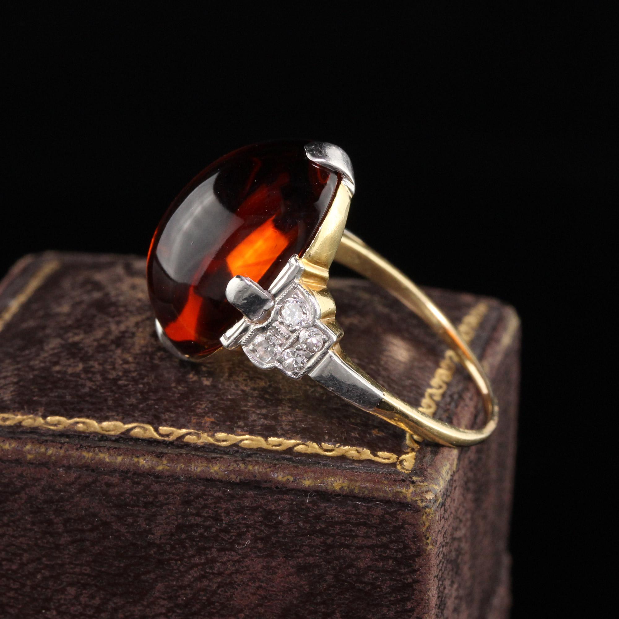 Gorgeous Antique Art Deco 14K Yellow Gold and Platinum Madeira Citrine Diamond Ring. This beautiful ring is all original with an exceptionally rare Madeira Citrine which is a golden orange color and extremely clean. The ring is beautifully made and