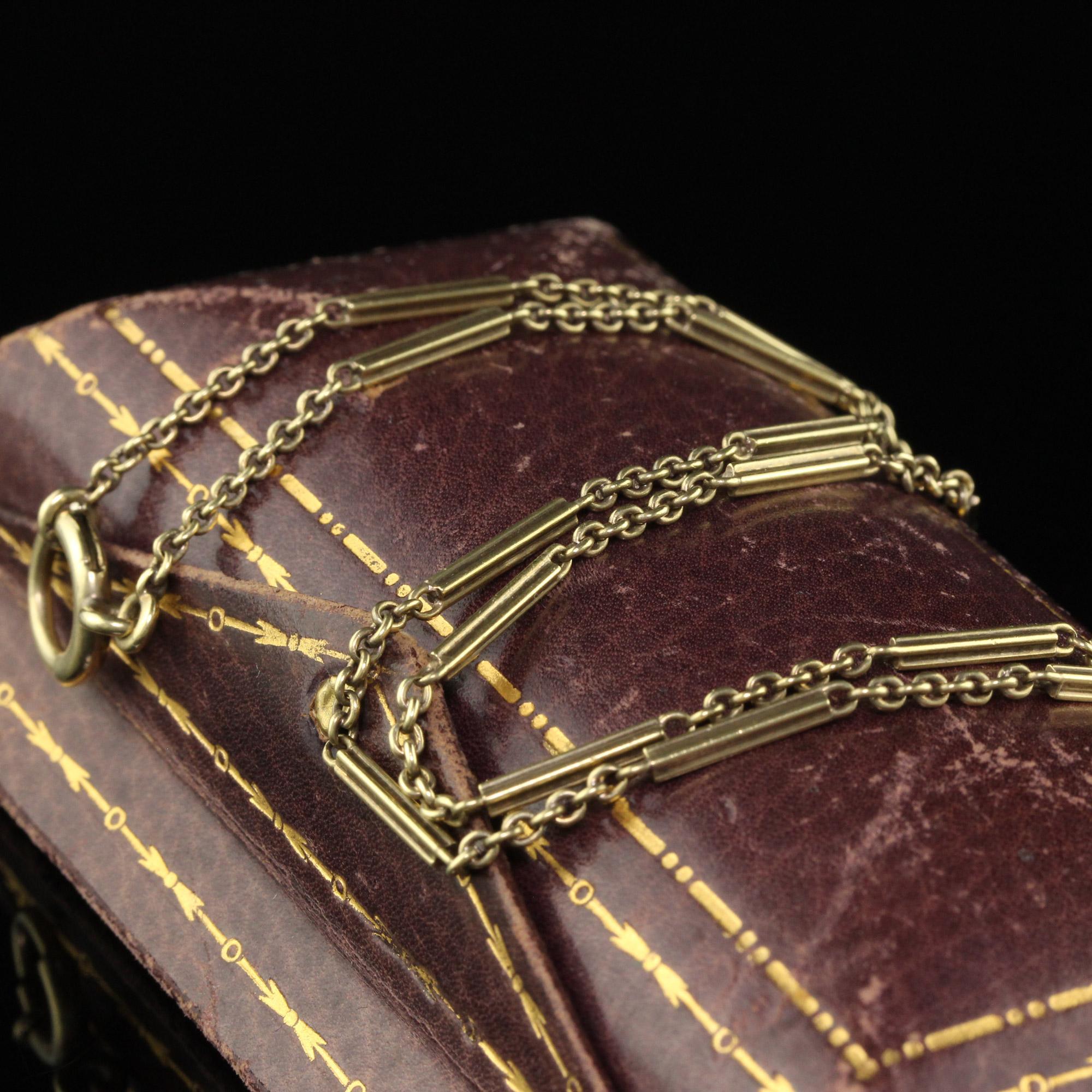 Antique Art Deco 14K Yellow Gold Bar Link Chain Necklace - 14.5 Inches In Good Condition For Sale In Great Neck, NY