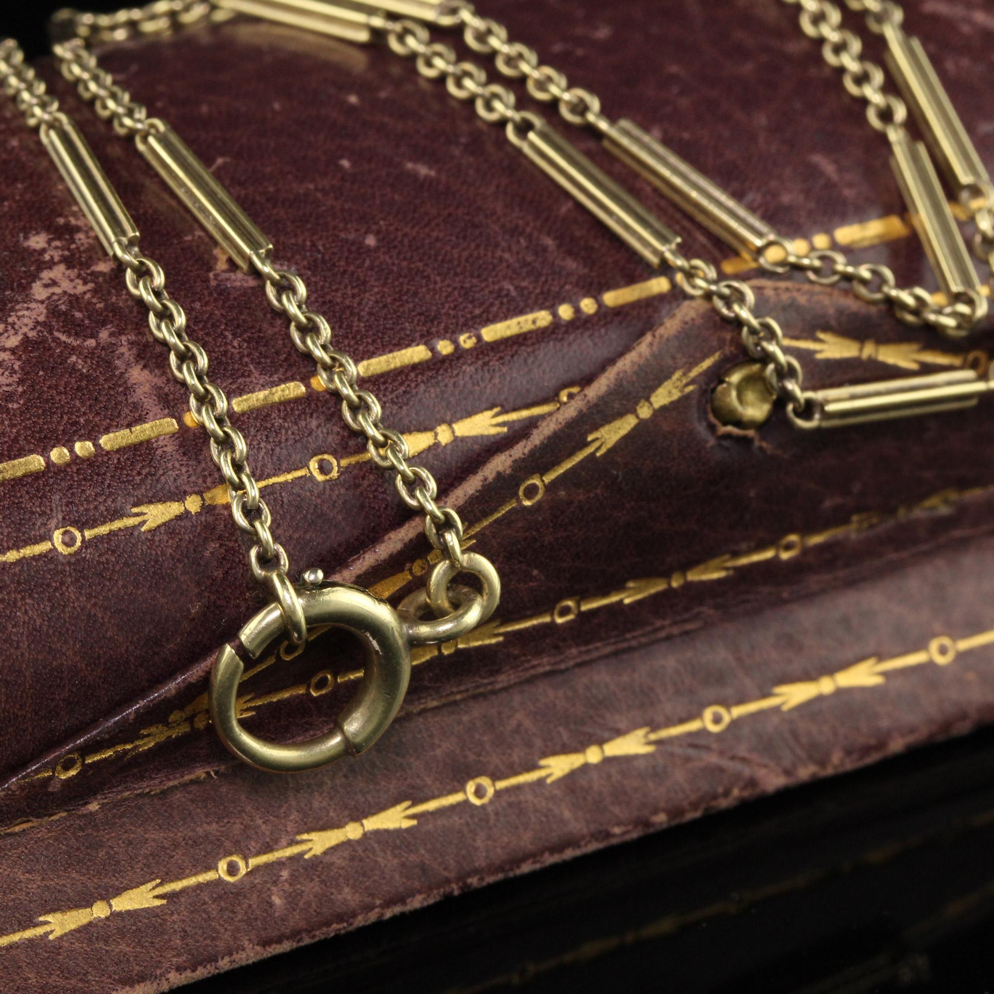 Antique Art Deco 14K Yellow Gold Bar Link Chain Necklace - 14.5 Inches For Sale 1