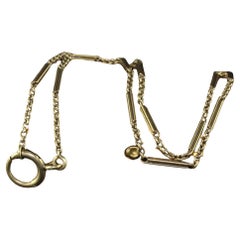 Antike Art Deco 14K Gelbgold Bar Link Kette Halskette - 14,5 Zentimeter