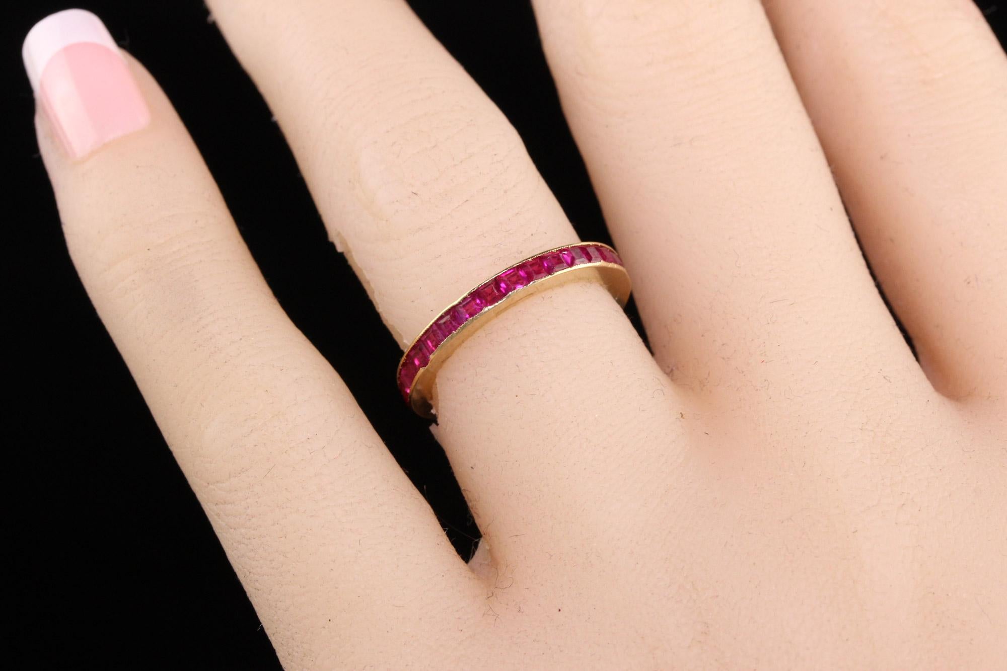 Antique Art Deco 14K Yellow Gold Burma Ruby Eternity Band 1