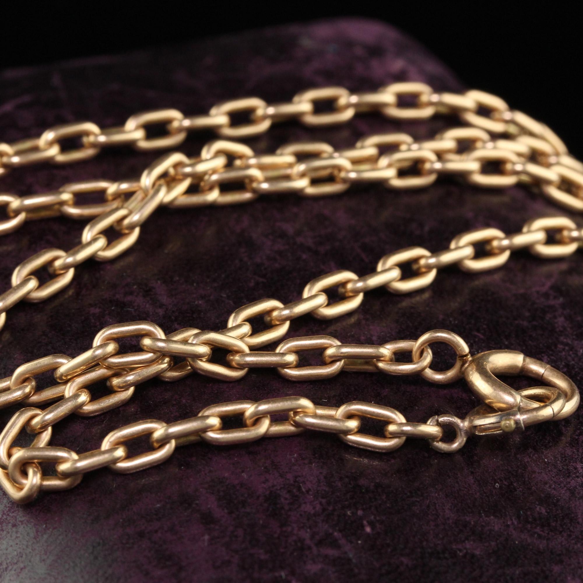 Antike Art Deco 14K Gelbgold Kette Gliederhalskette T Bar Drop - 17,5 Zoll (Art déco)