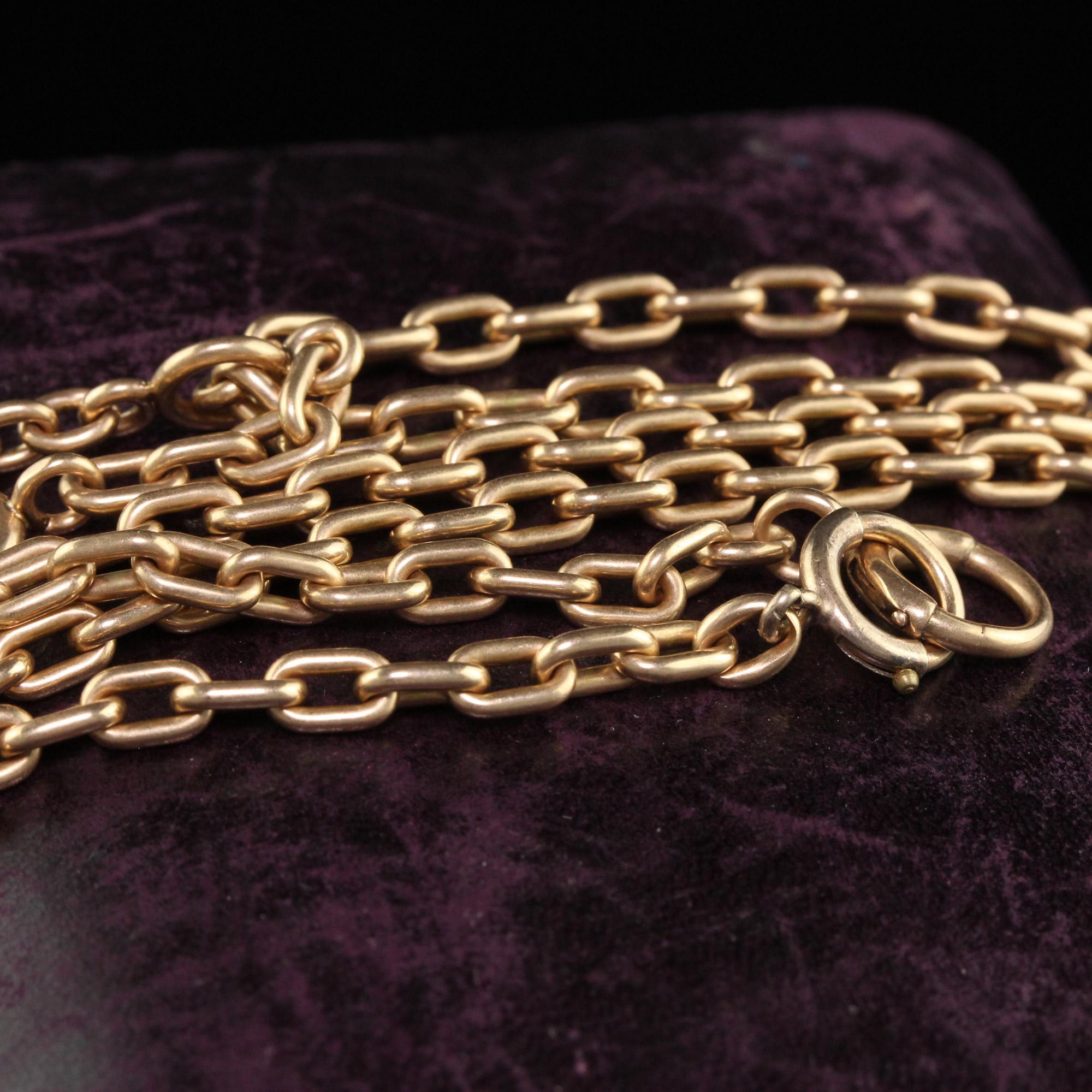 Antike Art Deco 14K Gelbgold Kette Gliederhalskette T Bar Drop - 17,5 Zoll im Zustand „Gut“ in Great Neck, NY