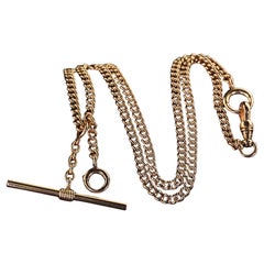 Antique Art Deco 14K Yellow Gold Chain Necklace with T Bar - 17 inches