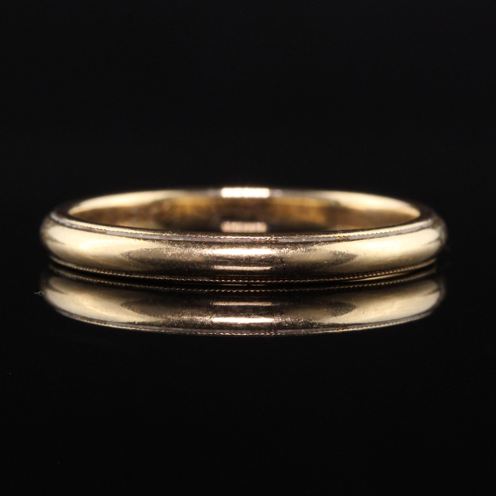 Antike Art Deco 14K Gelbgold Classic Gravierte Hochzeit Band im Zustand „Gut“ im Angebot in Great Neck, NY