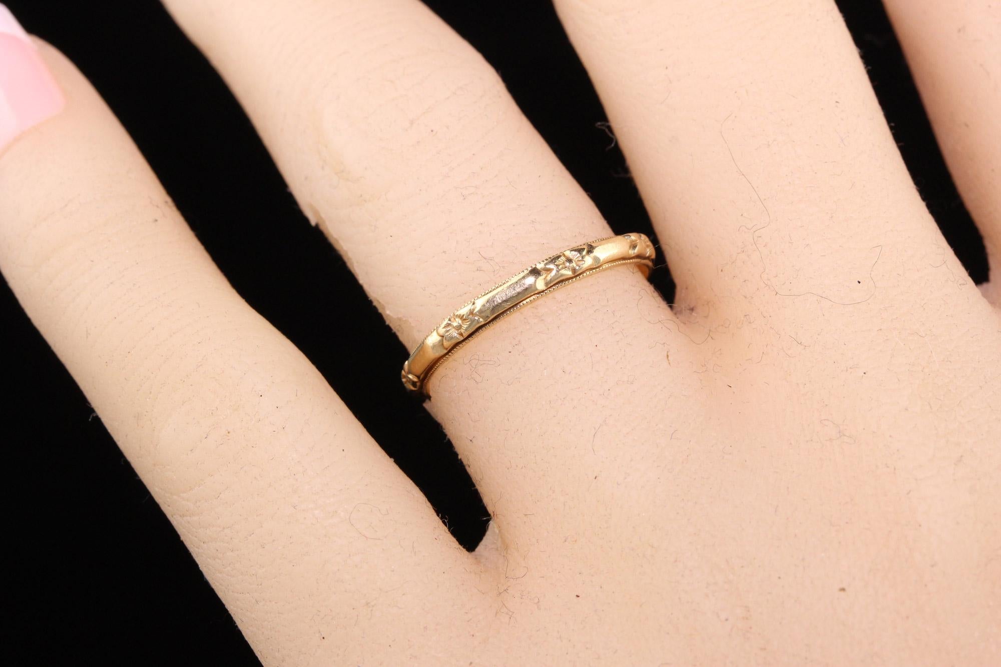 Antiker antiker Art Deco 14K Gelbgold Klassischer gravierter Ehering 1