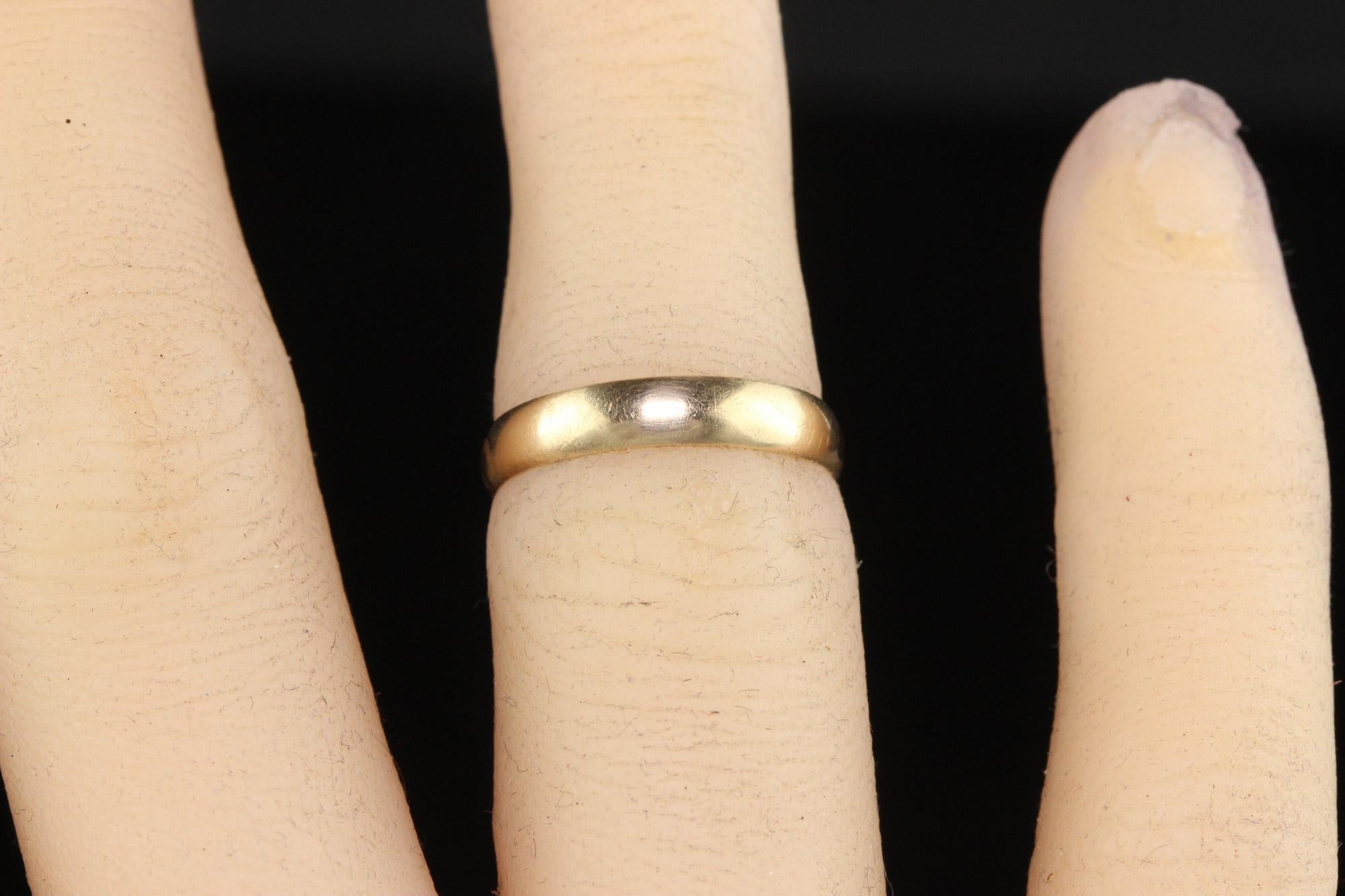 Antique Art Deco 14K Yellow Gold Classic Plain Wedding Band - Size 4 1/4 For Sale 4